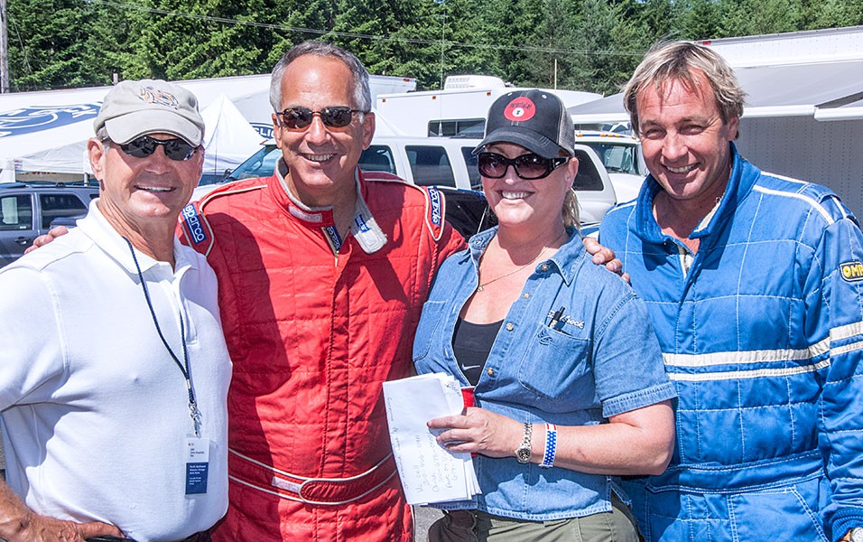 Trans Am driver Parnelli Jones, Ken Epsman, Christi Edelbrock, & Jimmy Hague